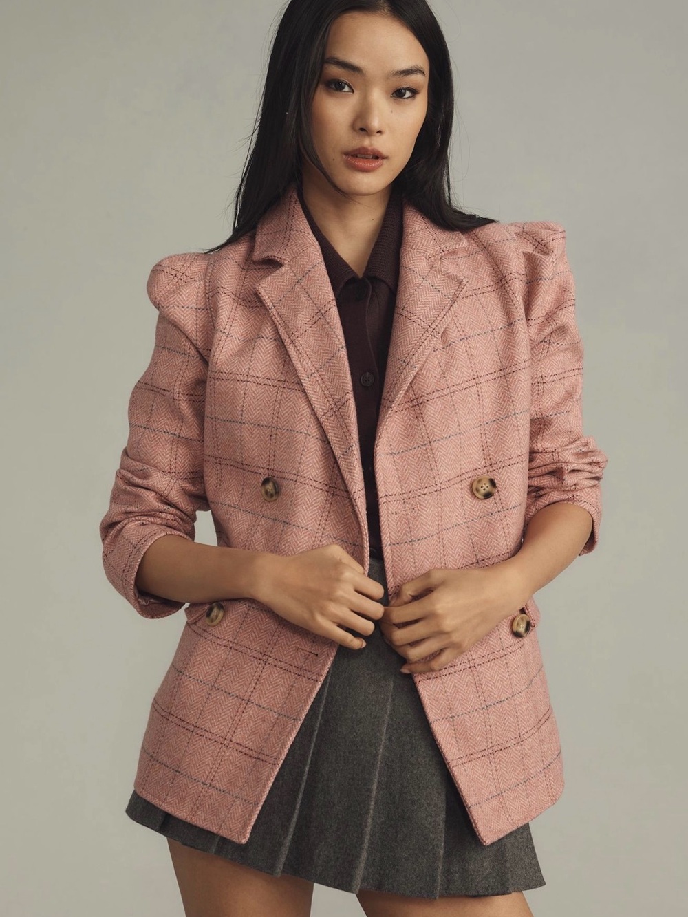 Anthropologie Maeve Puff Sleeve Menswear Blazer Jacket